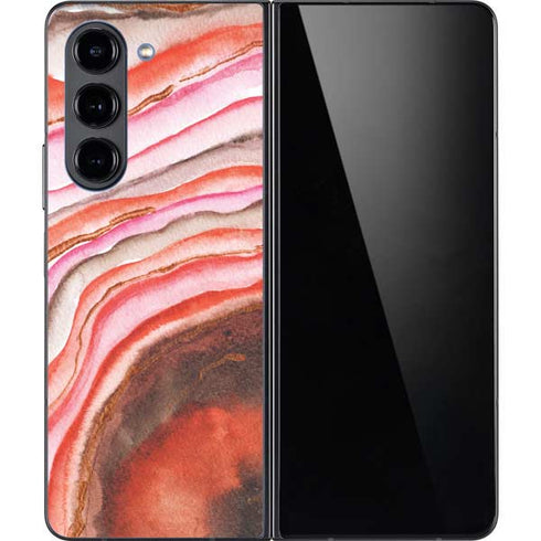 Orange Watercolor Geode Galaxy Z Fold5 5G Skin